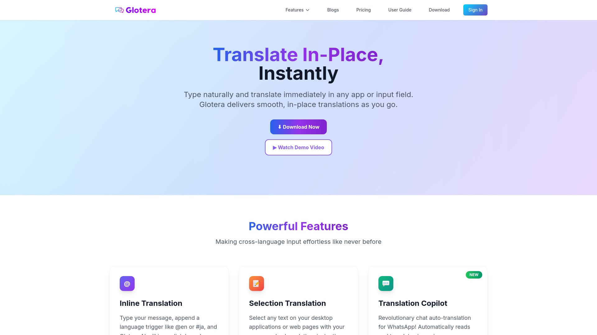 Glotera AI - AI Tool Screenshot and Interface Preview