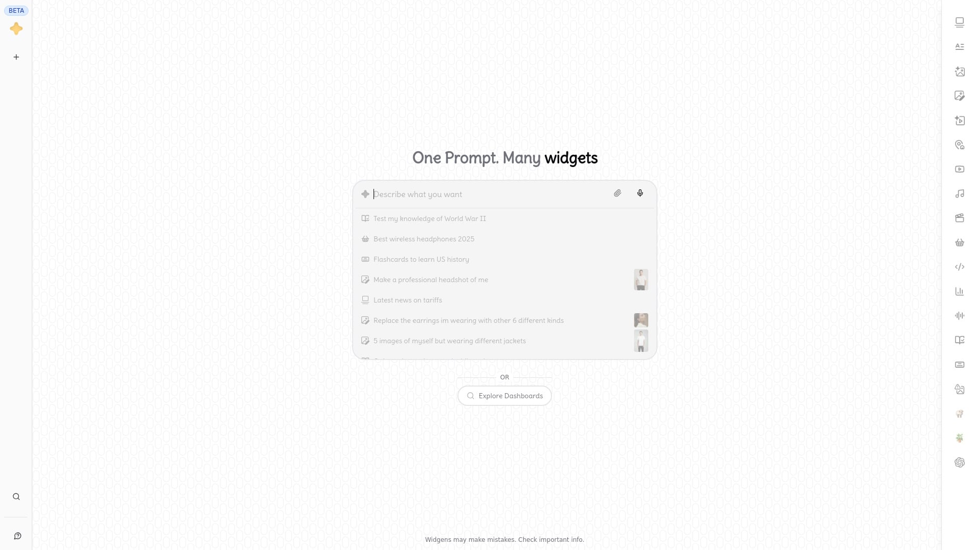 Widgens - AI Tool Screenshot and Interface Preview