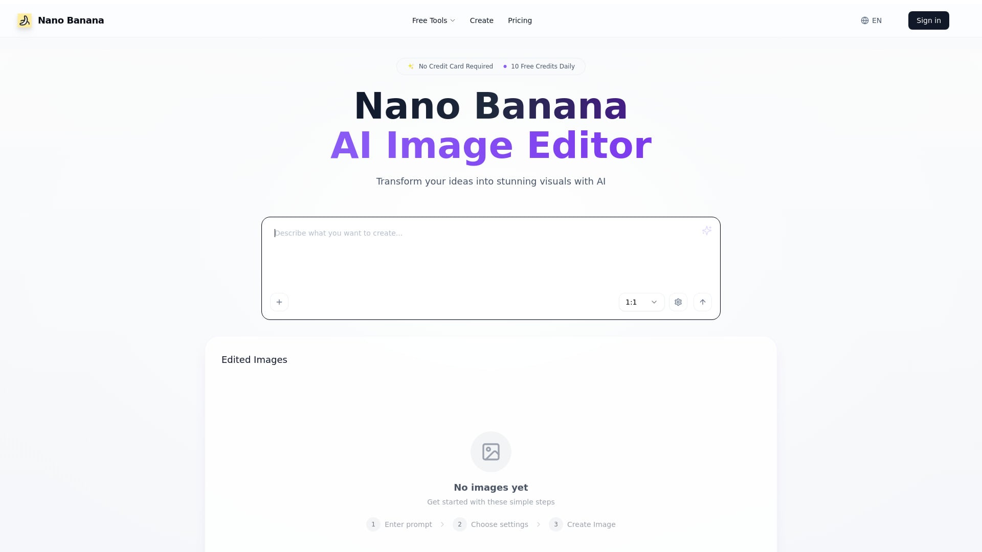 Nano-Banana AI - AI Tool Screenshot and Interface Preview