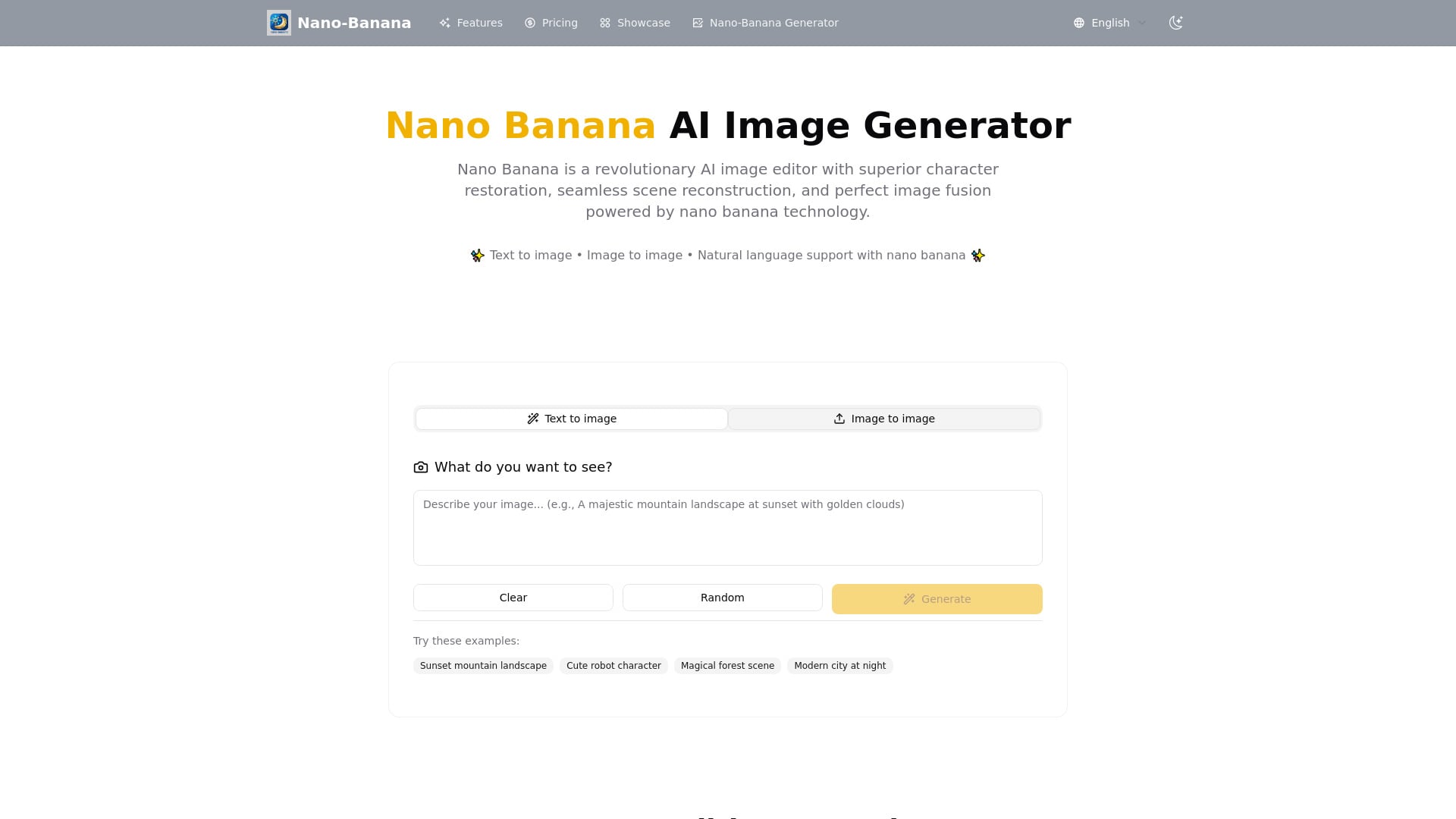 nano banana- - AI Tool Screenshot and Interface Preview