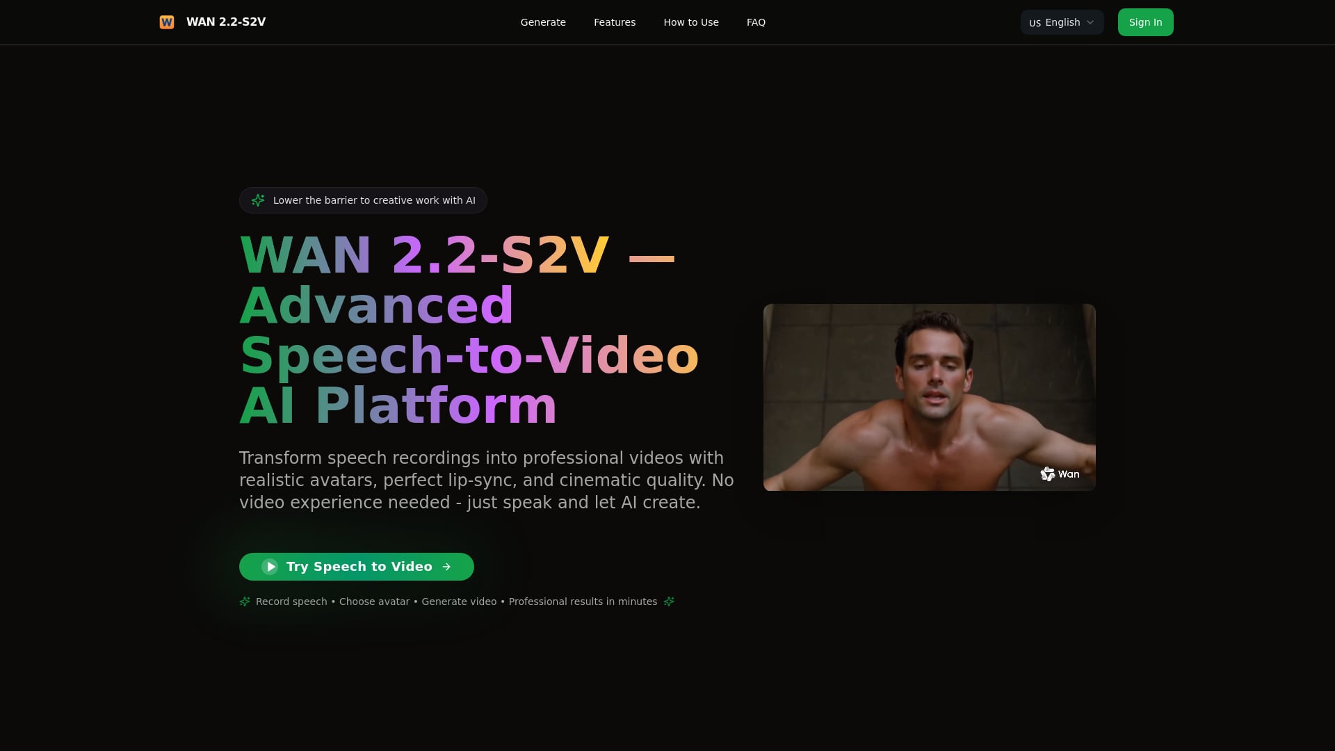 WAN 2.2-S2V - AI Tool Screenshot and Interface Preview