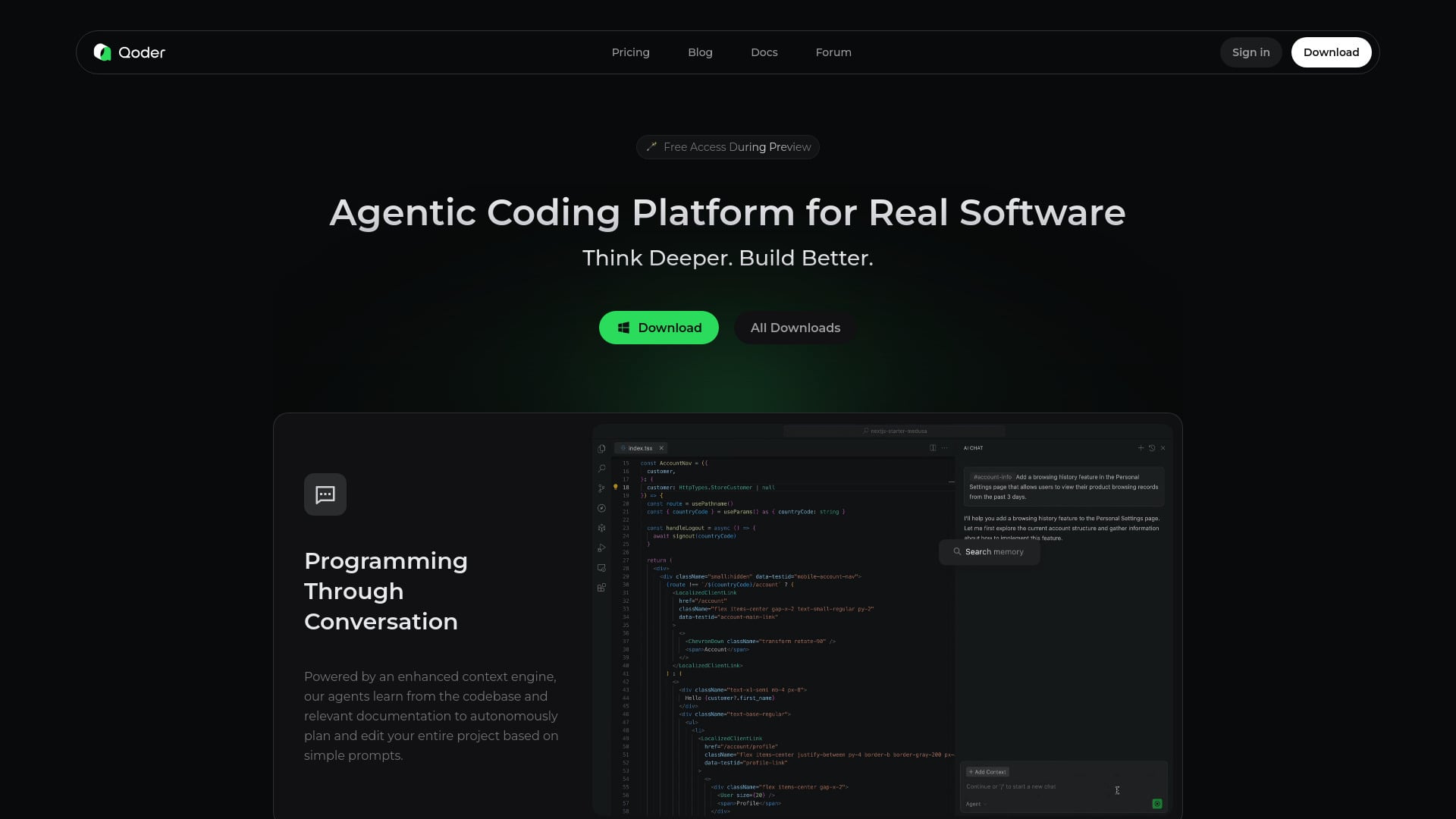 Qoder - AI Tool Screenshot and Interface Preview