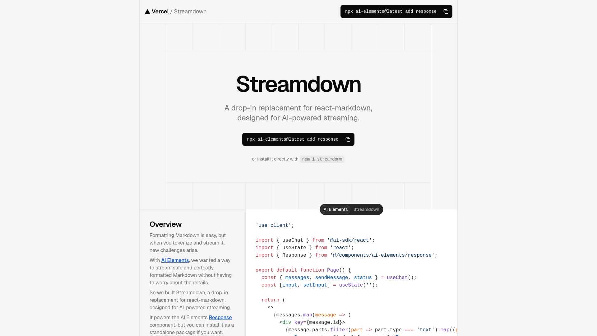 Streamdown - AI Tool Screenshot and Interface Preview